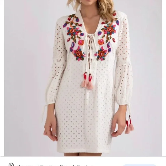 NWT! PatBo hand embroidered eyelet mini dress - Picture 8 of 9